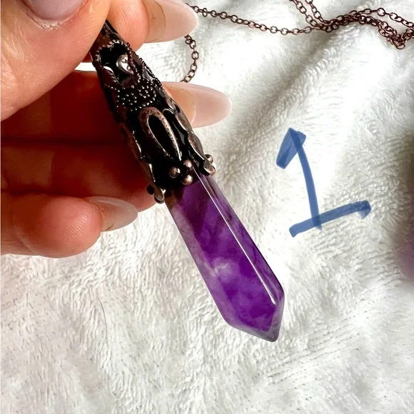 Amethyst or Obsidian Divination PENDULUM Necklace/ Pendant - Picture 2 of 11